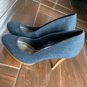 Marks & Spencer Navy Blue Denim Platform High Heels